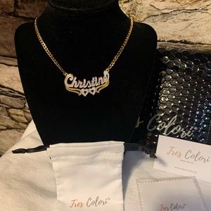 Tres colori 18k gold plated over 925 sterling silver nameplate new